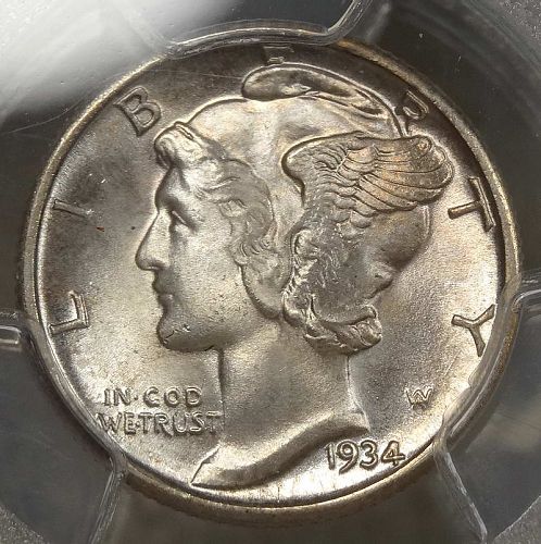 1934-D Mercury Dime, Choice Uncirculated, PCGS MS-64FB