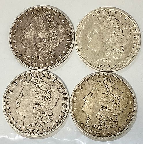 Lot of (8) 1887-O to 1897-O New Orleans Morgan Silver Dollars, F to XF, Better Dates