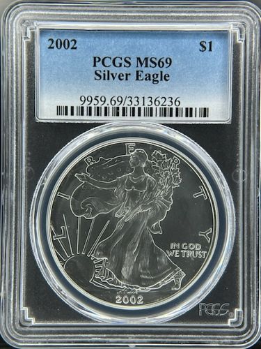 2002 American Silver Eagle - PCGS Graded MS69