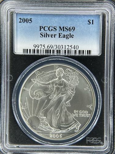 2005 American Silver Eagle - PCGS Graded MS69