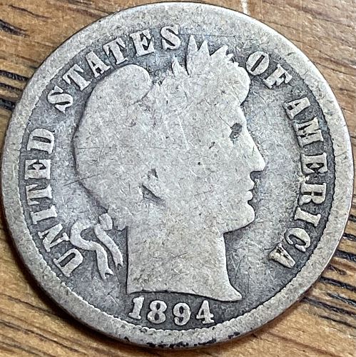 SEMI KEY DATE date 1894O barber dime in GOOD condition