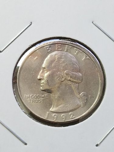 1992 P Washington Quarter Double Off Center and Finning