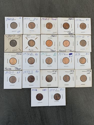 Lot of 22 Great Lincoln Memorial Cent Coins