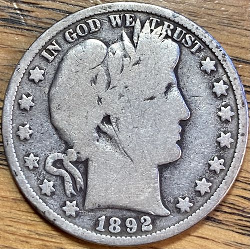 1892 barber half dollar in GOOD condition