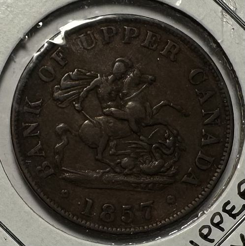 1857 Bank of Upper Canada Half Penny Token