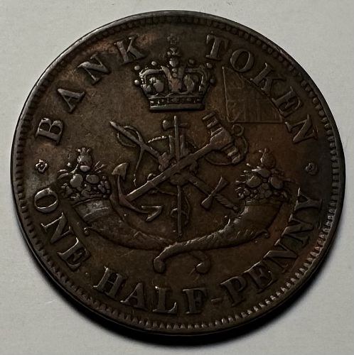 1857 Bank of Upper Canada Half Penny Token