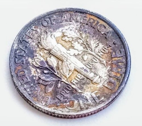 1999 P Roosevelt Dime • Colorful Purple & Orange Toning • UNC