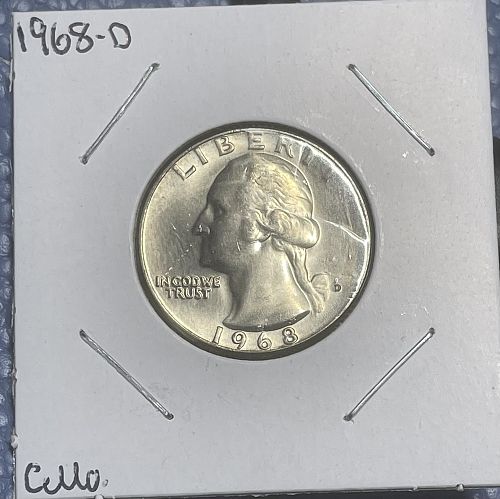 1968-D Gem Brilliant Uncirculated MS60+ Washington US Quarter