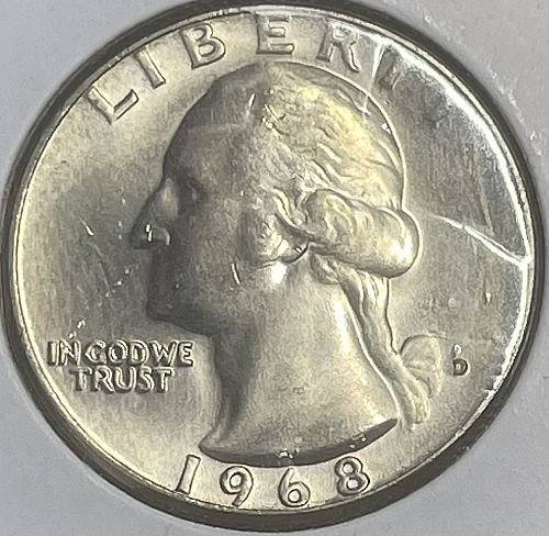 1968-D Gem Brilliant Uncirculated MS60+ Washington US Quarter