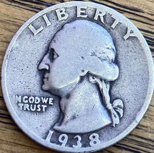 1938S Washington quarter in ALMOST GOOD condition