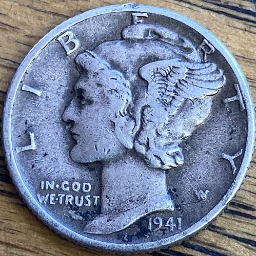 1941 mercury dime in VERY FINE condition