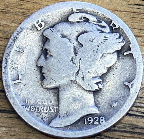 1928D mercury dime in ALMOST GOOD  condition
