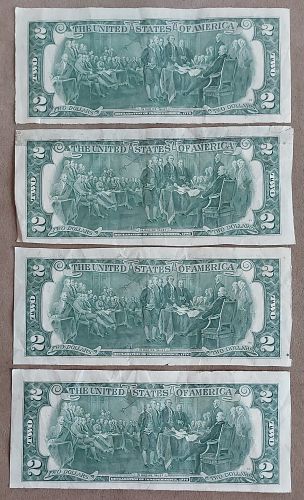✰ 1976 $2 Bicentennial CLEVELAND District D Lot Of 4 STAR NOTES ✰ All End In 4674! ✰