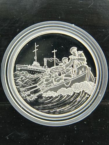 2018 World War I Centennial Silver Dollar And Coast Guard Medal Set W/Case,Box,& COA