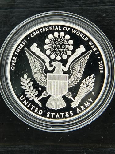2018 World War I Centennial Silver Dollar And Army Medal Set W/Case,Box,& COA