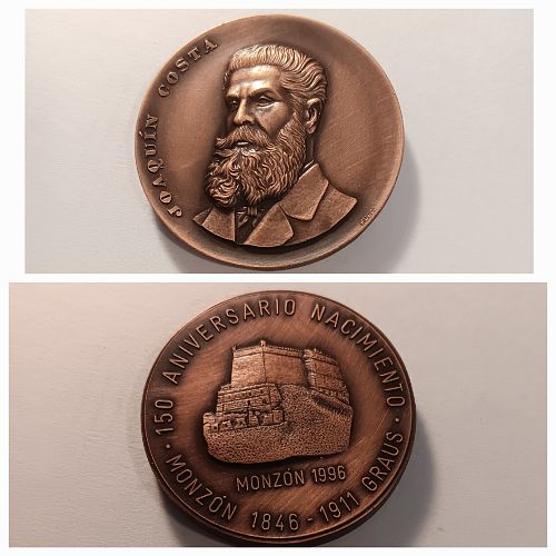 Lot of 2 Huge Spain Medals: 1996 Joaquin Costa & 1975 Juan Carlos I
