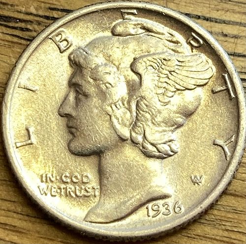 1936 mercury dime in EXTREMELY FINE-ALMOST UNCIRCULATED condition