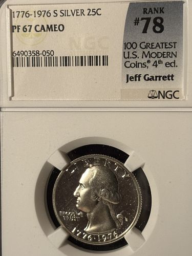 1976 US BICENTENNIAL SILVER QUARTER DOLLAR NGC PR 67 CAMEO