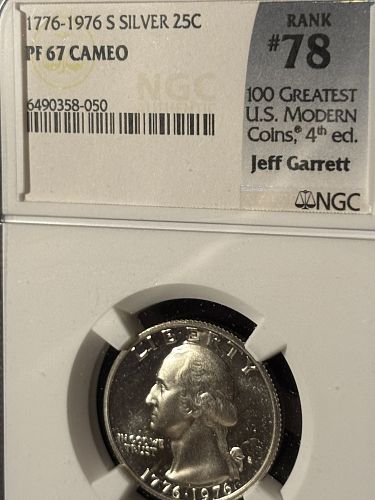 1976 US BICENTENNIAL SILVER QUARTER DOLLAR NGC PR 67 CAMEO