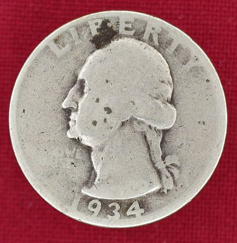 1934 P Washington Quarter Dollar - Light Motto - Free Shipping for additional coins purchased on same invoice.