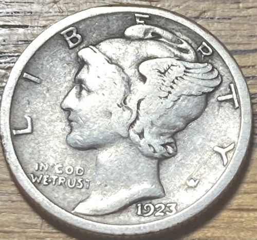 1923S mercury dime in FINE condition