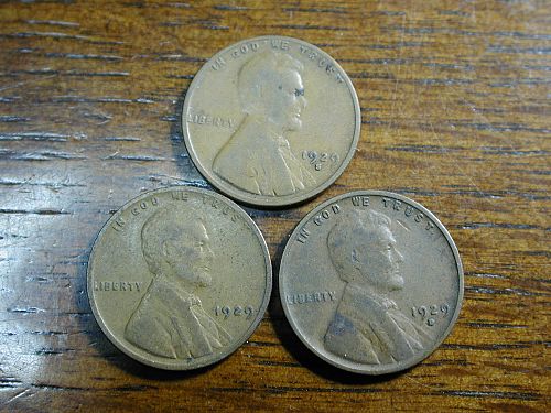 1929 P,D,S Lincoln Wheat penny cent set NICE