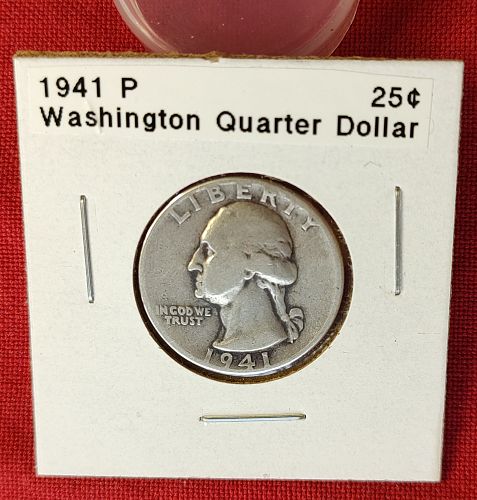 1941 P Washington Quarter Dollar - Free Shipping for additional coins purchased on same invoice.