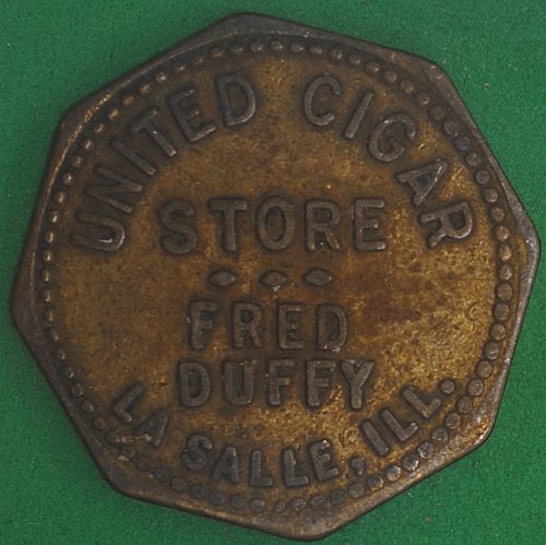 United Cigar Store, Fred Duffy, La Salle, Ill., Good For 25&cent; In Merchandise Token #3