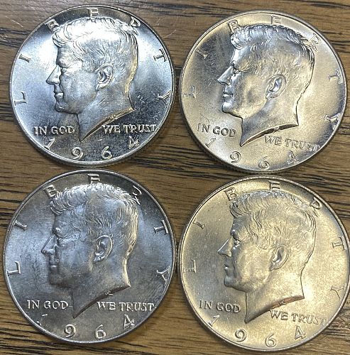 4 1964 Kennedy half dollars in MINT STATE condition