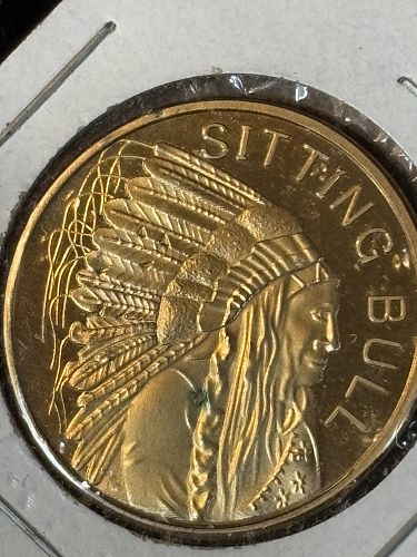 2010 LONE STAR LONGHORN / SITTING BULL 1/2 OZ  .100 MILS 24 KARAT GOLD PLATED TOKEN