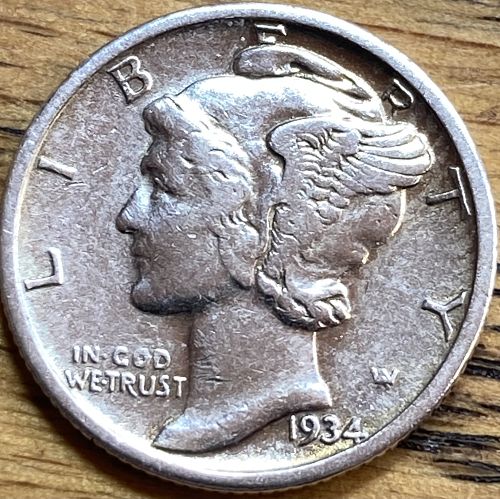 1934 mercury dime in EXTREMELY FINE condition