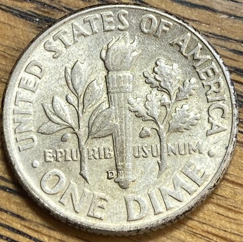 1951D Roosevelt dime in ALMOST UNCIRCULATED condition