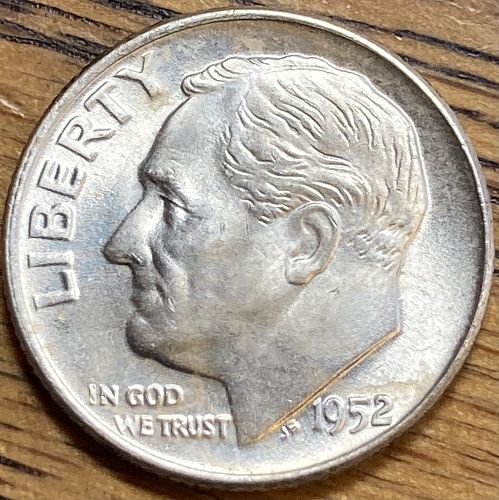 1952D Roosevelt dime in ALMOST UNCIRCULATED condition
