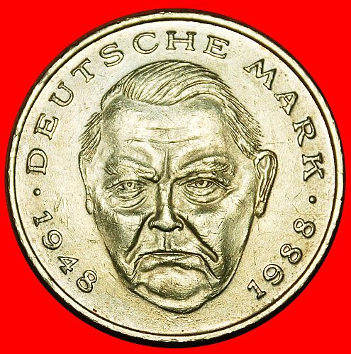 Ⰶ NOT FOOTBALL ERHARD 1948-1988: GERMANY ★ 2 MARKS 1989D B+r2! BAVARIA!