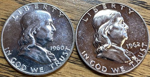 1960 & 1962 Franklin PROOFS 2 coin lot