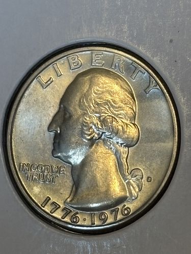 1976 D  BICENTENNIAL WASHINGTON QUARTER -  BU IN TAPED 2X2 MYLAR FLIP