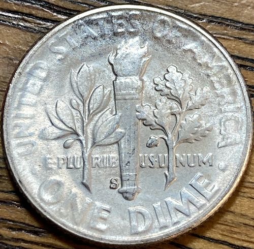 1955S Roosevelt dime in MINT STATE condition