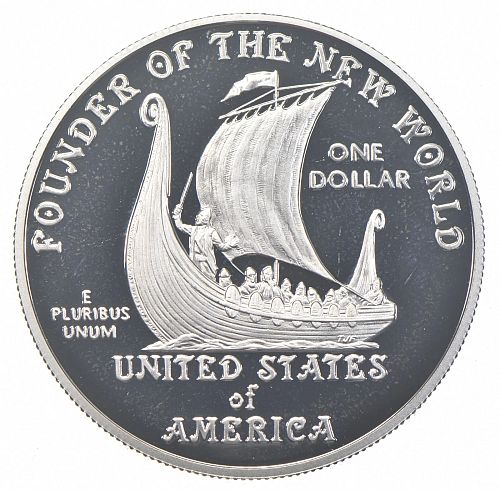 2000p Proof Leif Ericson Commemorative Silver Dollar NICE