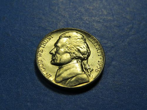 1956-P JEFFERSON NICKEL - ABOUT UNCIRCULATED !  LOT H761