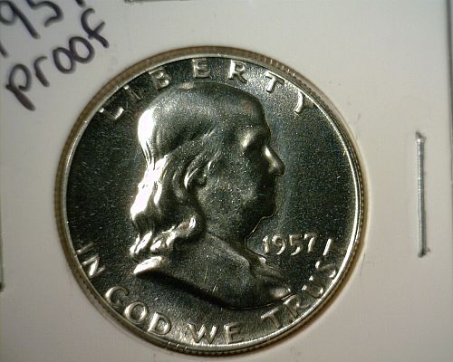 1957  PROOF  SILVER  BEN FRANKLIN  HALF DOLLAR   NICE LOOKING COIN!!!!