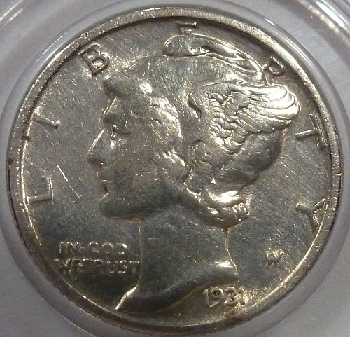 1931-S AU Mercury Dime ABOUT UNCIRCULATED (376)
