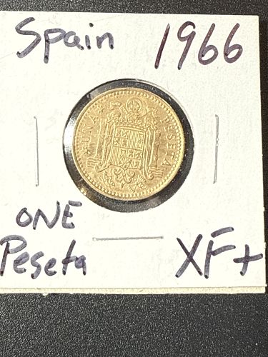 1966 SPAIN 1 PESETA COIN XF+