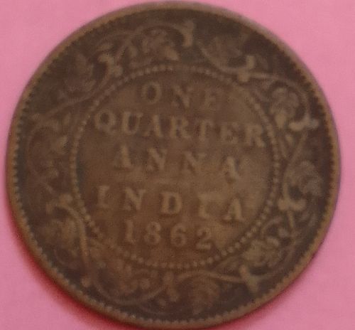 1/4 Anna  BRITISH INDIA   1862  Victoria  circulated   coin...