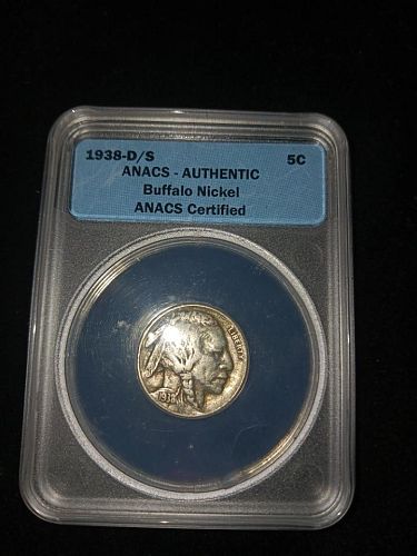 1938 D/S Authentic Buffalo Nickel ANACS