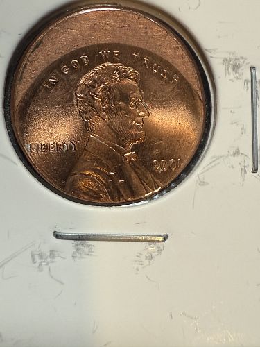 2001 Lincoln 1 Cent Penny 20% Off Center Mistruck Error Coin Uncirculated