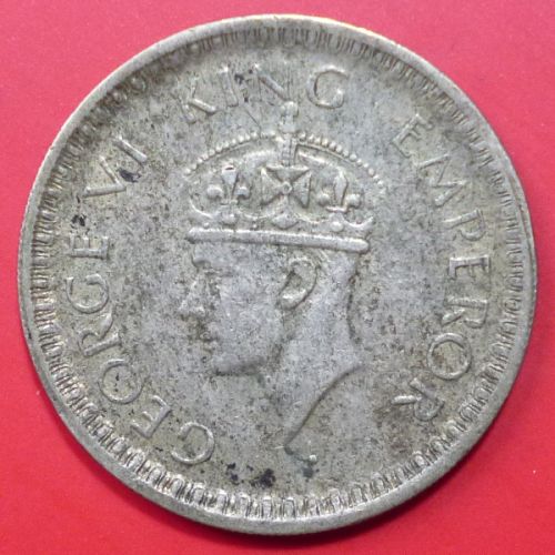 British India 1/2 Rupee 1944 b  KM# 552 Silver