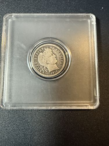 1911 Barber Dime 10 Cents 90% Silver Coin