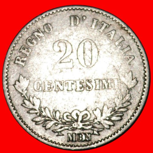 Ⰶ SILVER: ITALY ★ 20 CENTESIMOS 1863M BN! VICTOR EMMANUEL II (1861-1878)