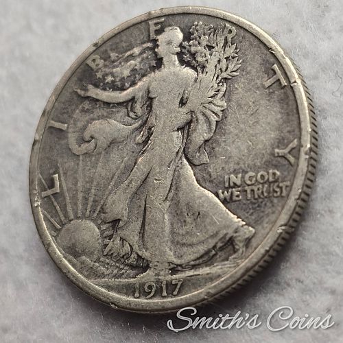 1917 S ~ Rev. MM ~ Walking Liberty Half Dollar ~ Net VG