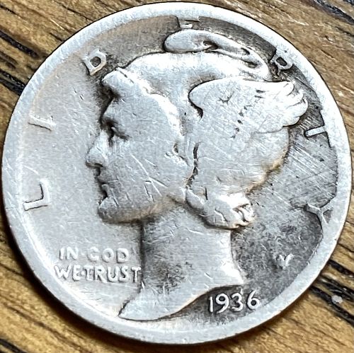 1936D mercury dime in GOOD condition